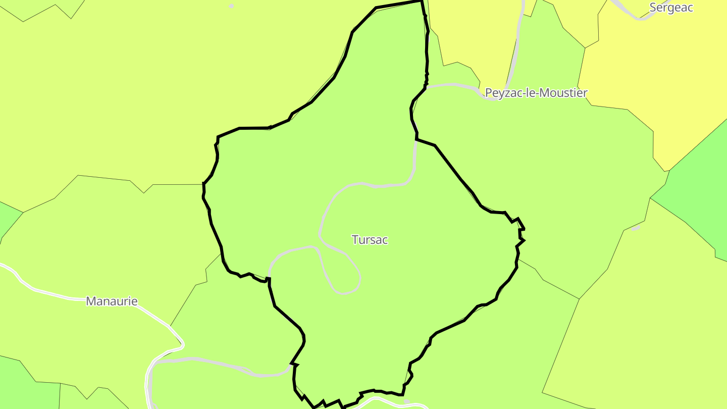 Carte des prix de l'immobilier Tursac