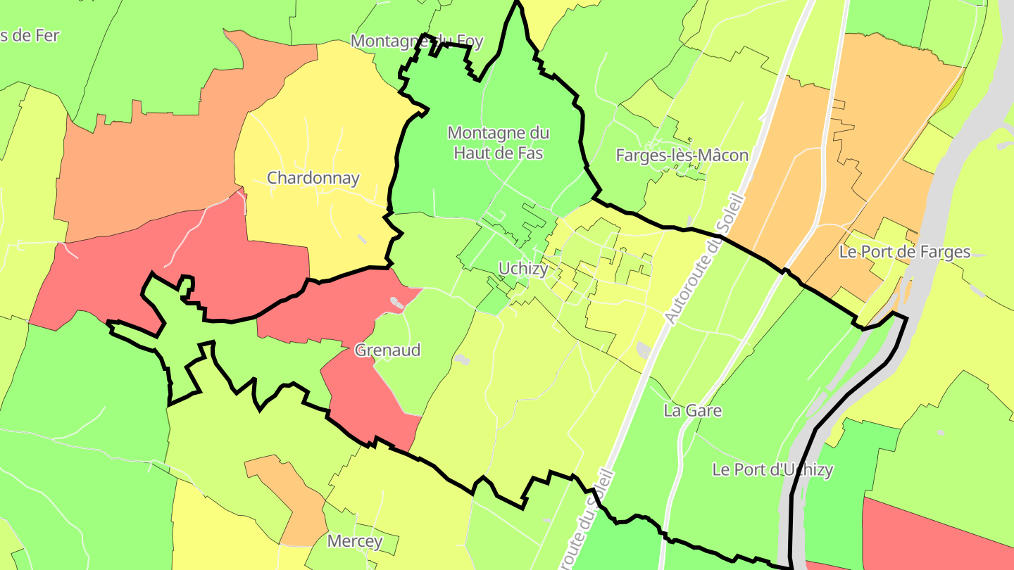 Carte des prix de l'immobilier Uchizy