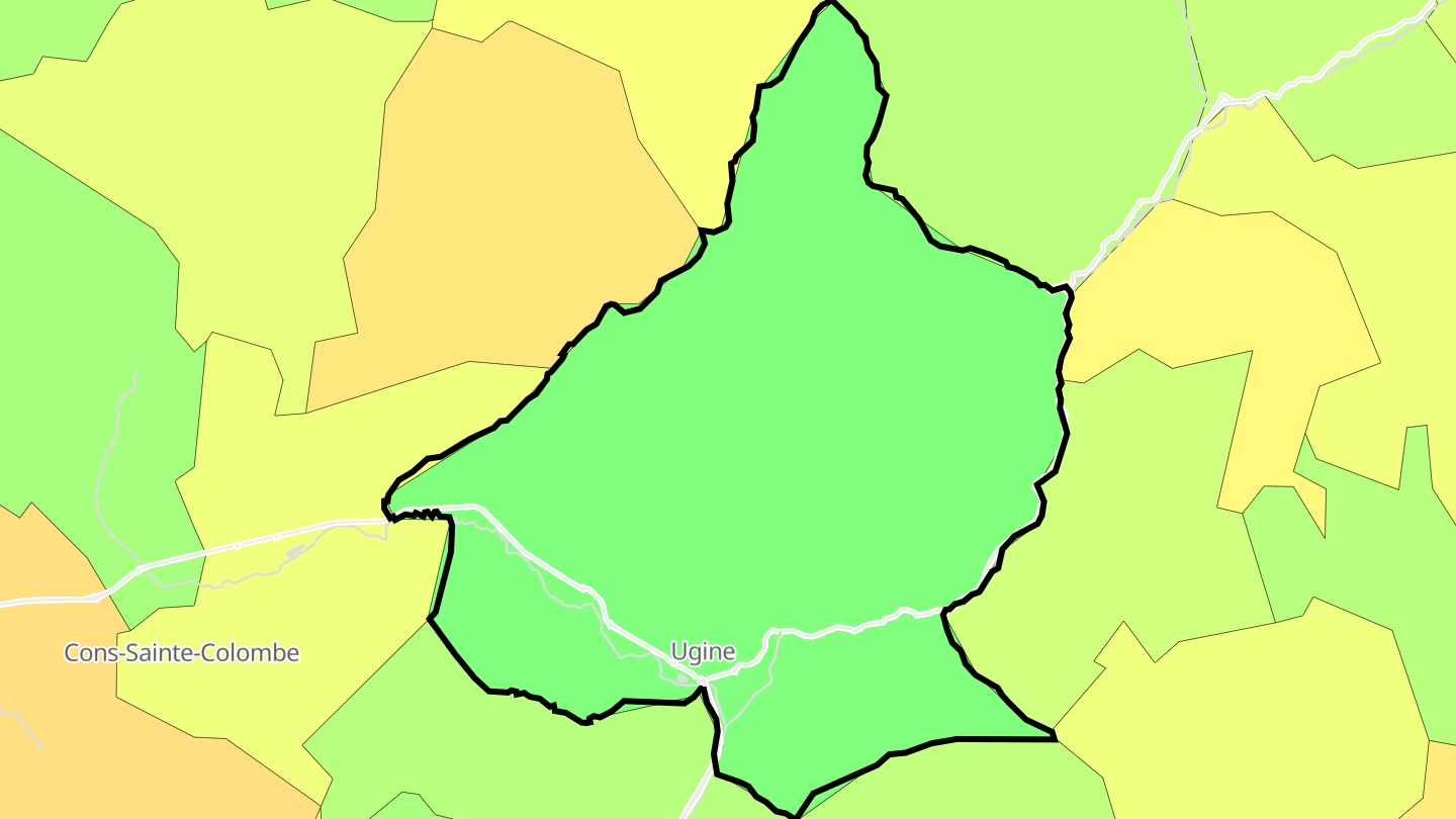 Carte des prix de l'immobilier Ugine