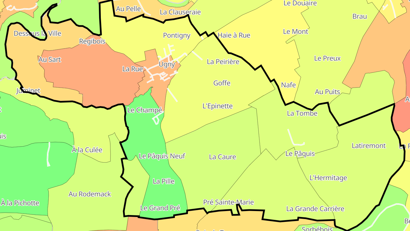Carte des prix de l'immobilier Ugny