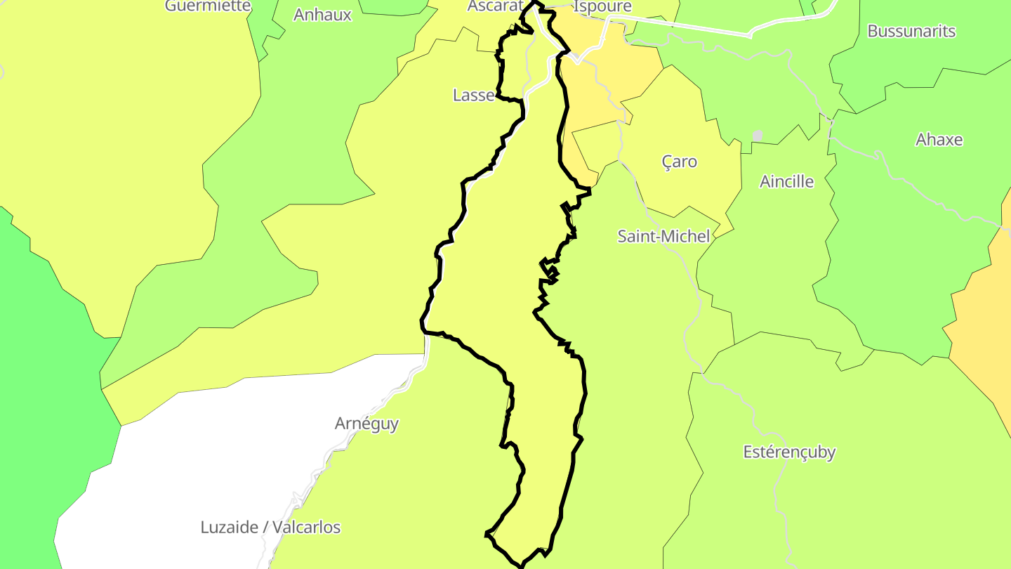 Carte des prix de l'immobilier Uhart-Cize