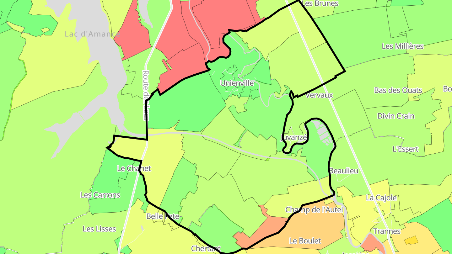 Carte des prix de l'immobilier Unienville