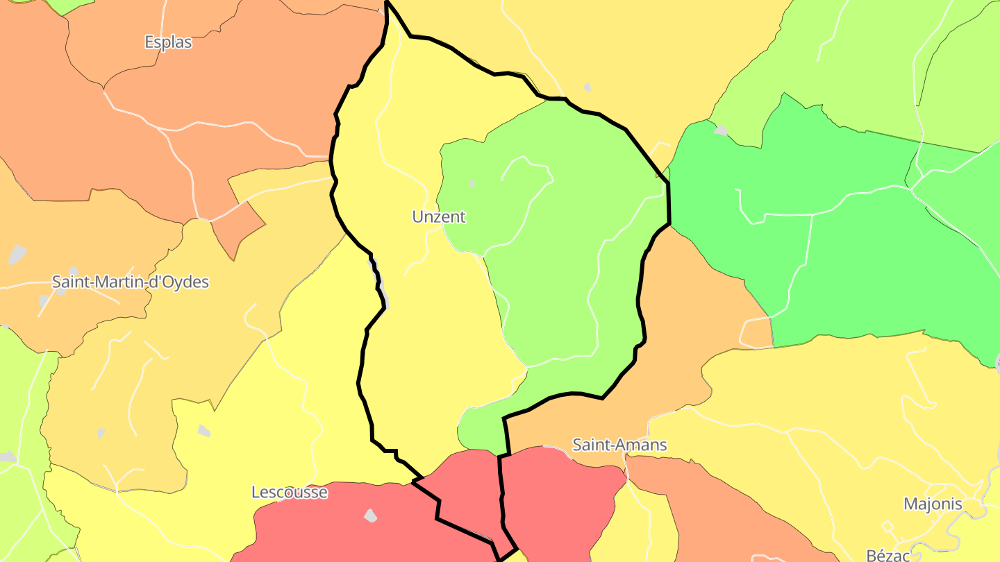 Carte des prix de l'immobilier Unzent