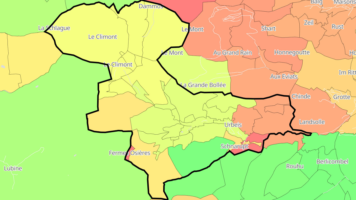 Carte des prix de l'immobilier Urbeis