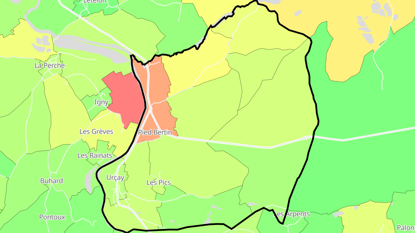 Carte des prix de l'immobilier Urçay