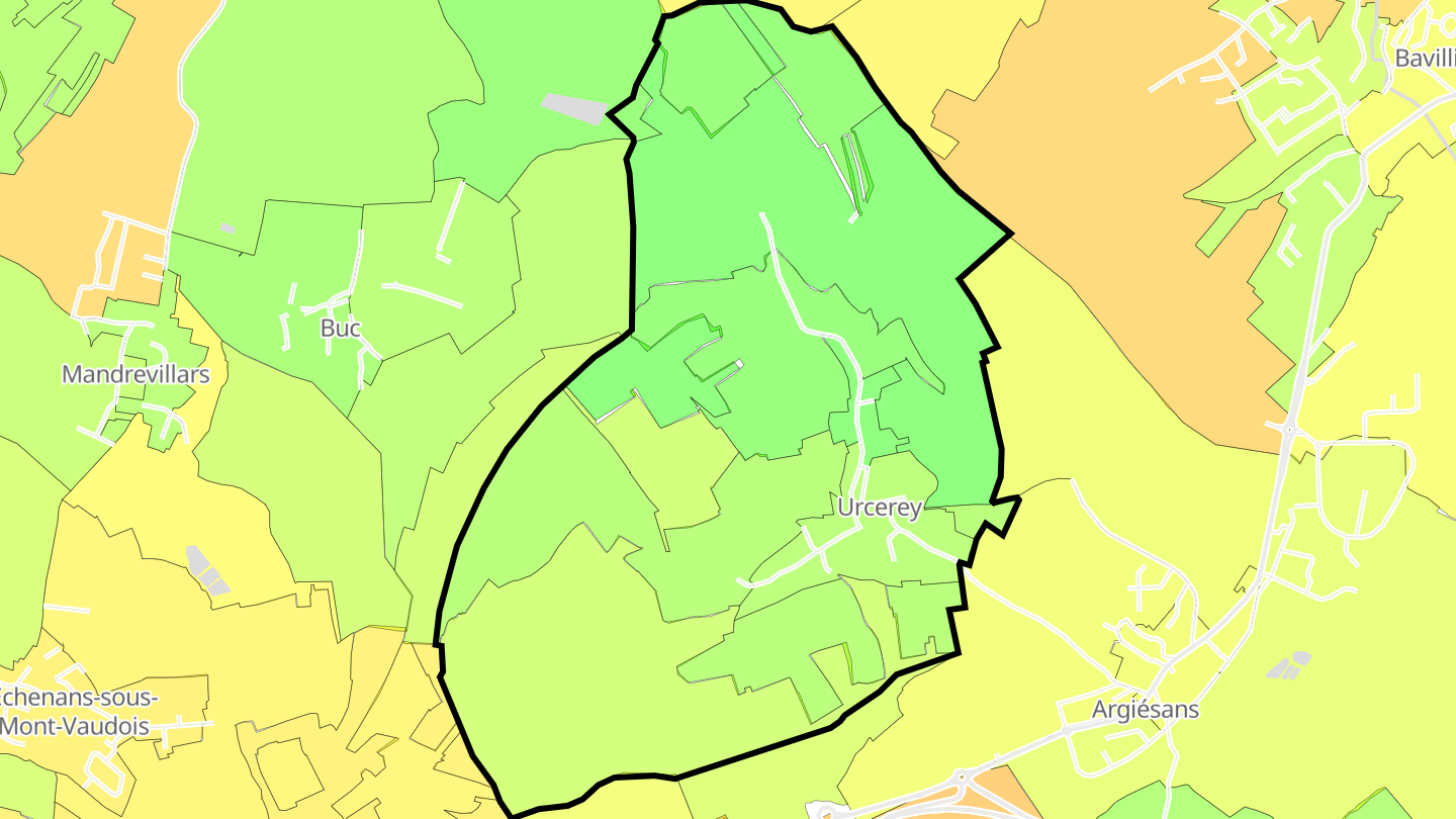 Carte des prix de l'immobilier Urcerey