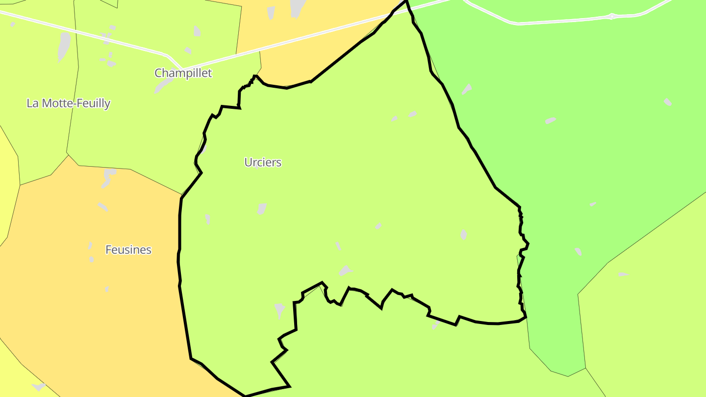 Carte des prix de l'immobilier Urciers