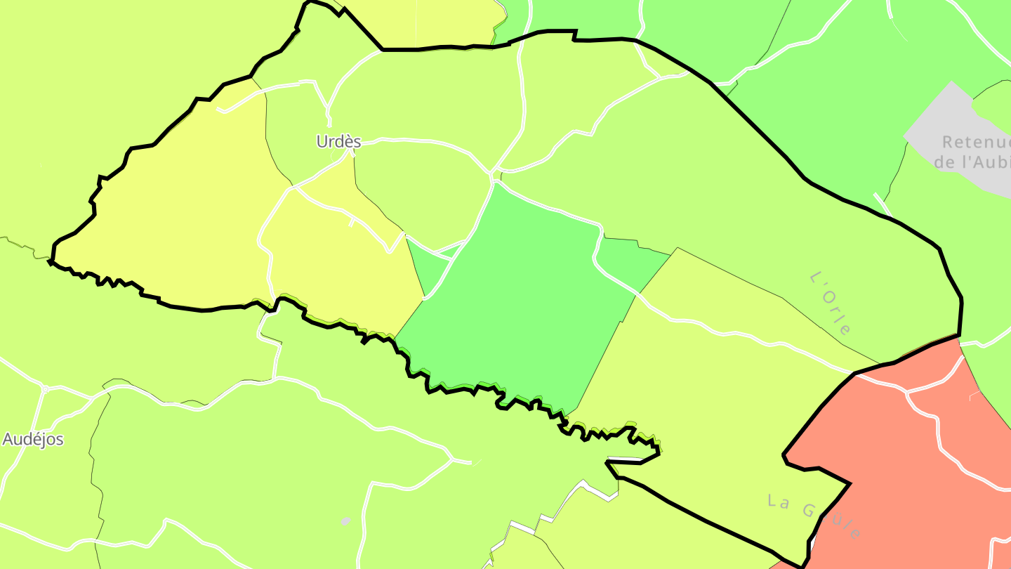 Carte des prix de l'immobilier Urdès