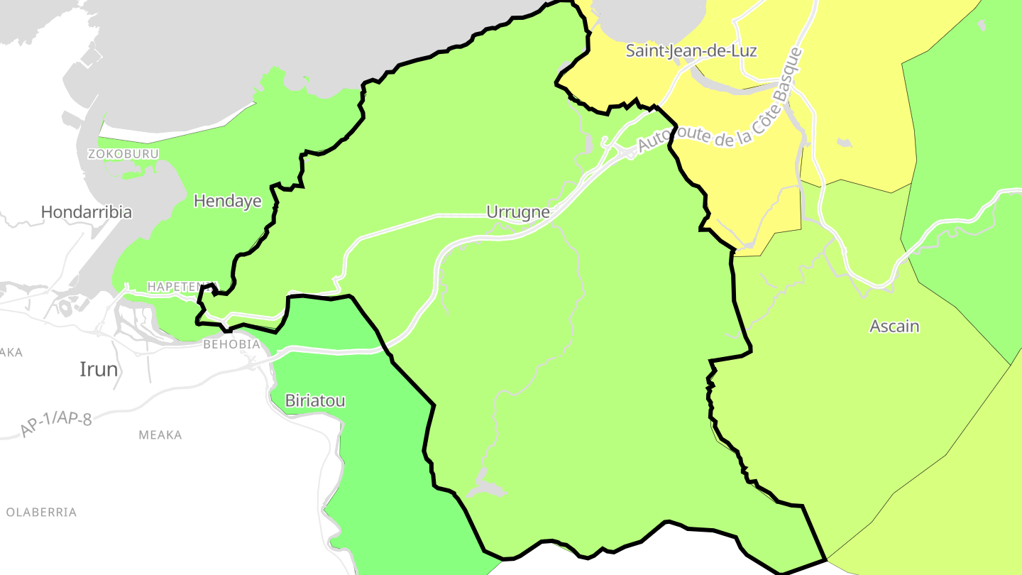 Carte des prix de l'immobilier Urrugne