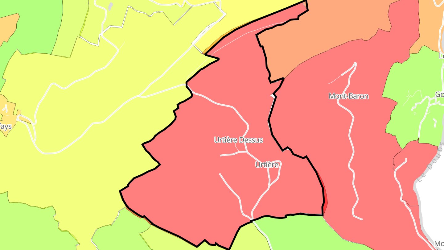 Carte des prix de l'immobilier Urtière