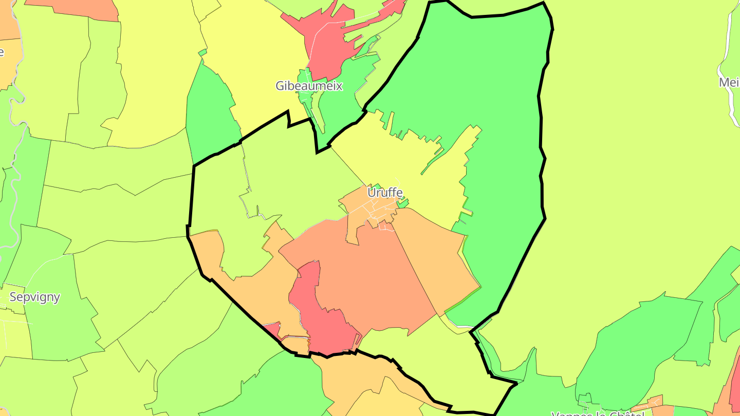 Carte des prix de l'immobilier Uruffe