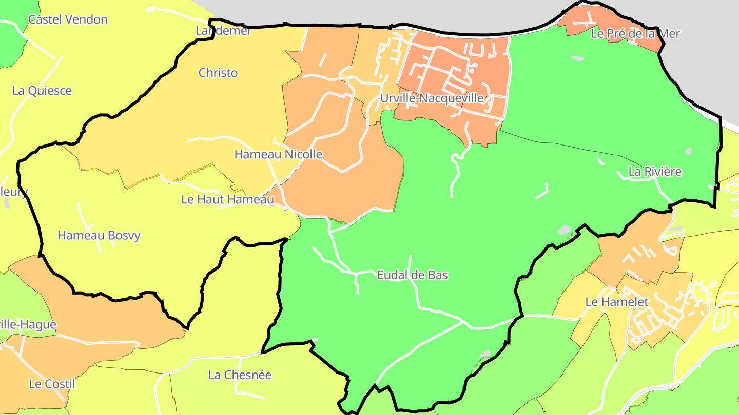 Carte des prix de l'immobilier Urville-Nacqueville