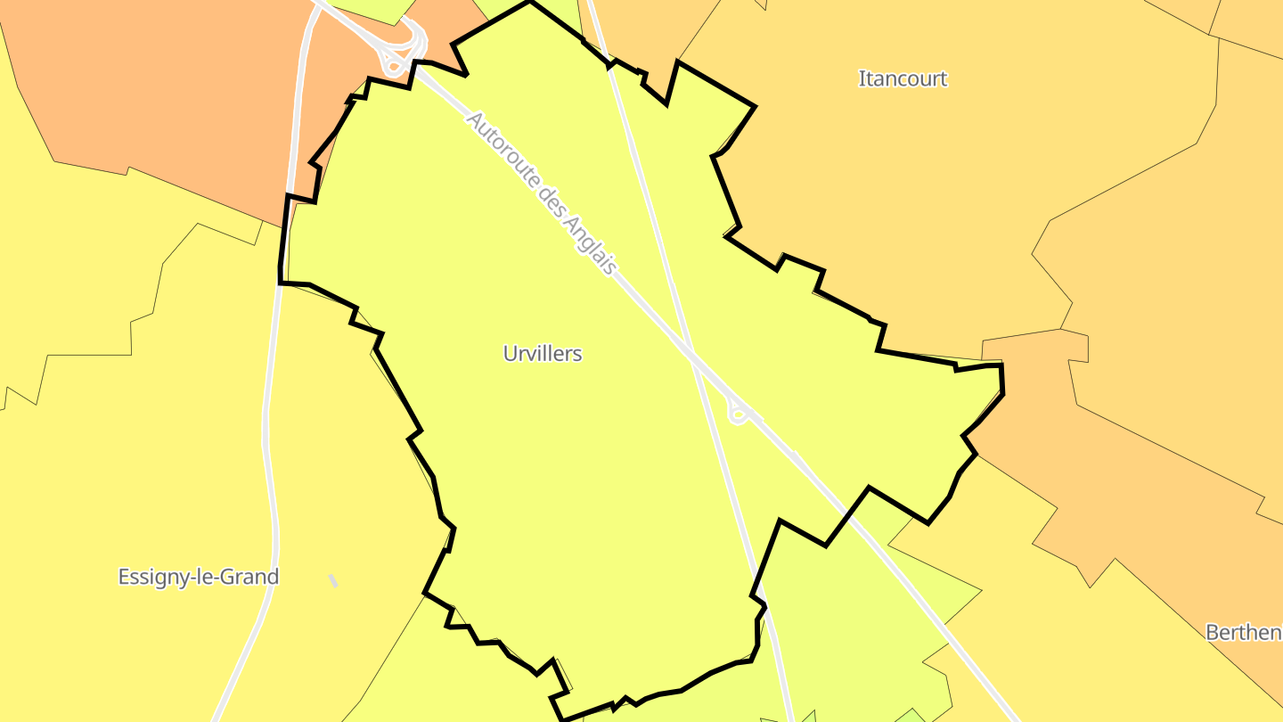 Carte des prix de l'immobilier Urvillers