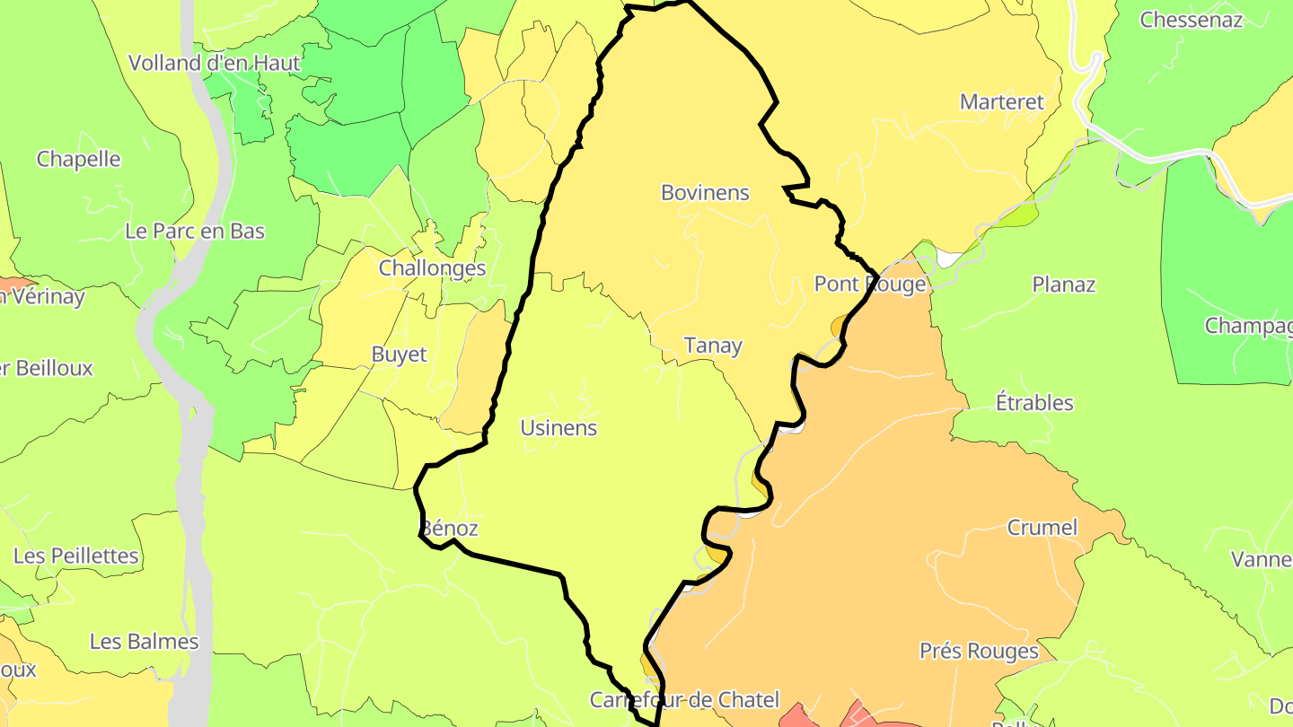 Carte des prix de l'immobilier Usinens