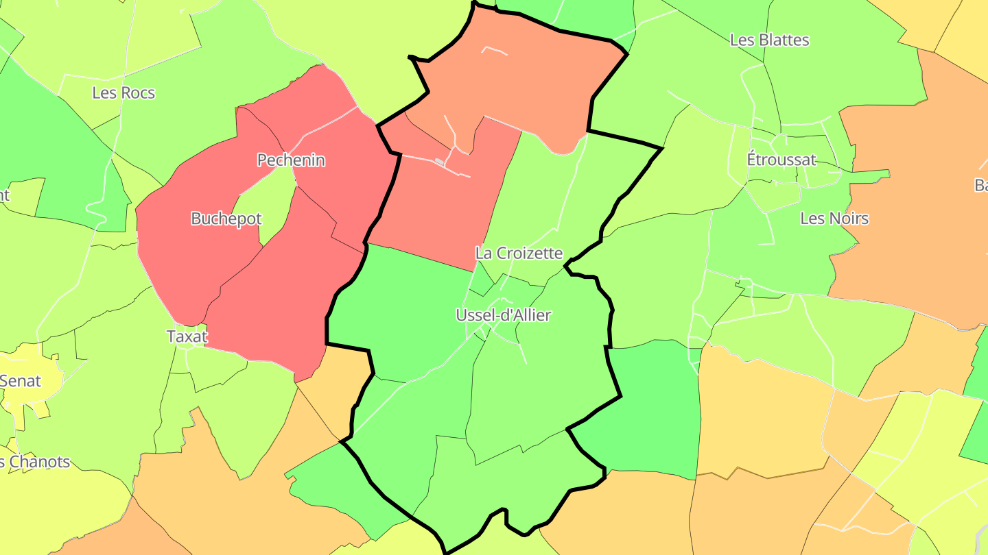Carte des prix de l'immobilier Ussel-d'Allier