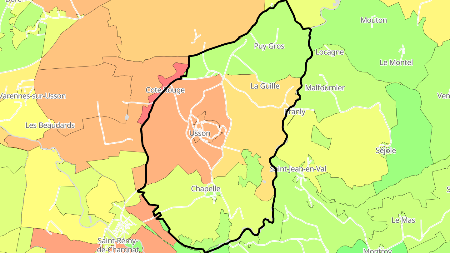 Carte des prix de l'immobilier Usson
