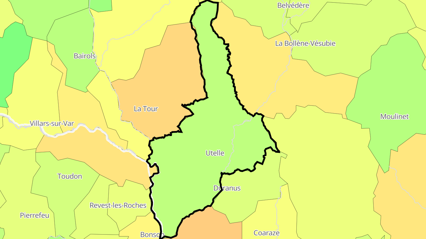 Carte des prix de l'immobilier Utelle