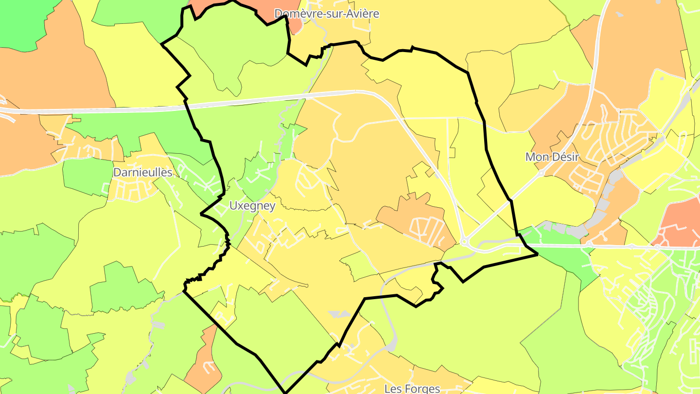 Carte des prix de l'immobilier Uxegney