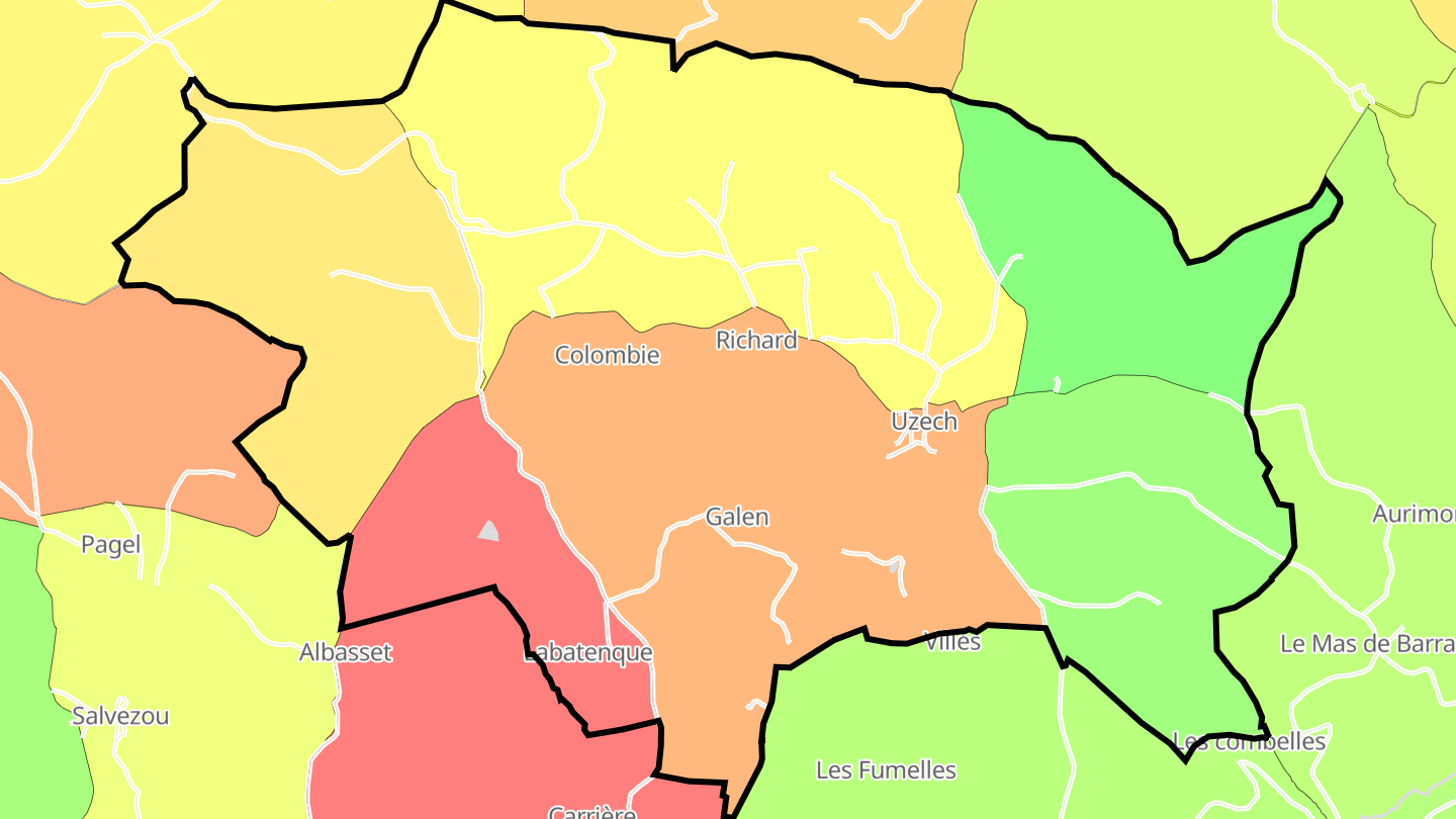 Carte des prix de l'immobilier Uzech