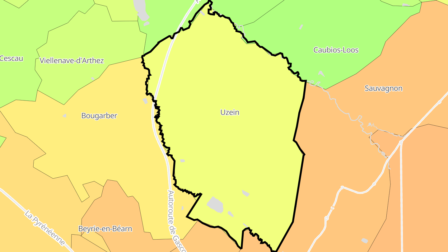Carte des prix de l'immobilier Uzein