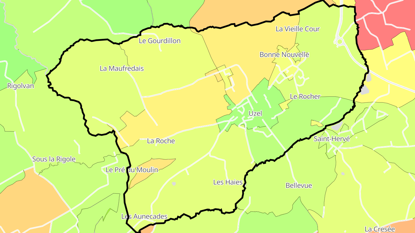 Carte des prix de l'immobilier Uzel