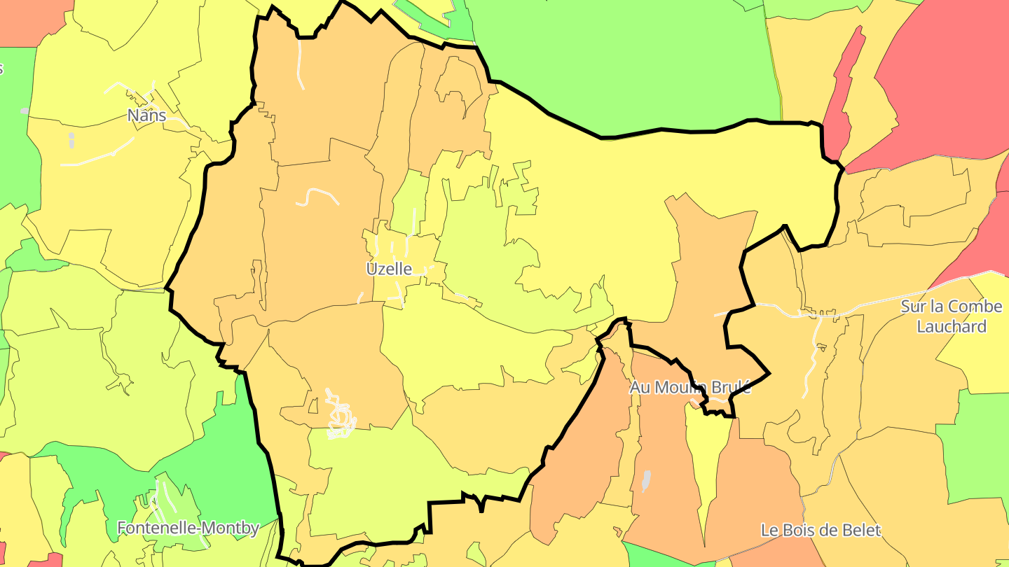 Carte des prix de l'immobilier Uzelle