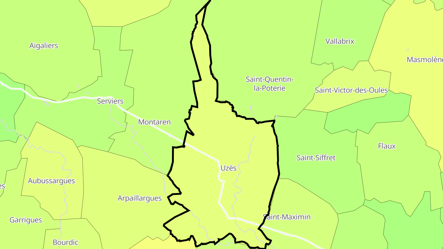 Carte des prix de l'immobilier Uzès