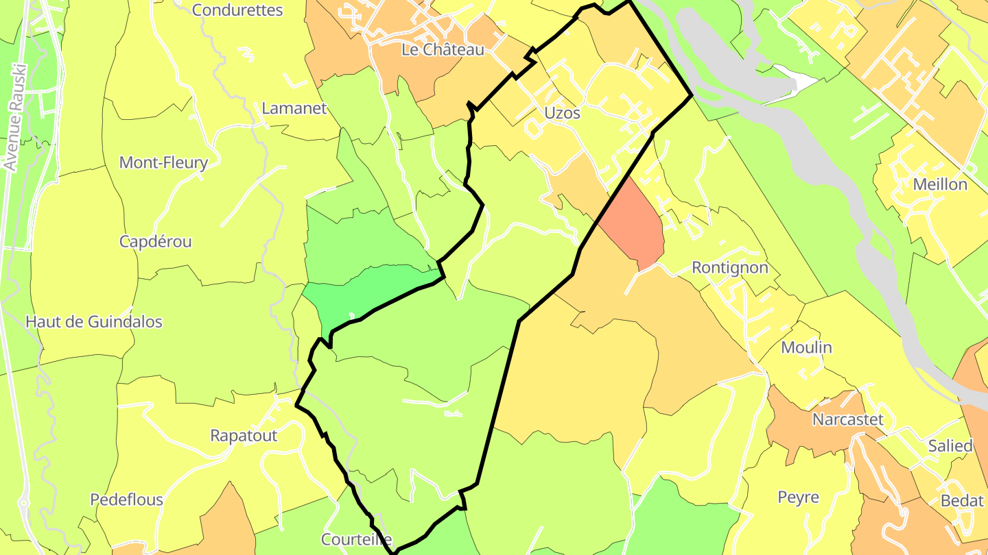 Carte des prix de l'immobilier Uzos