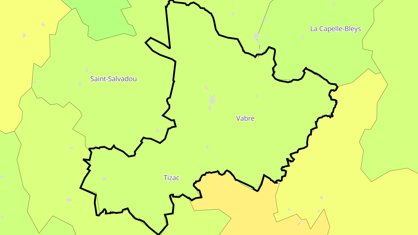 Carte des prix de l'immobilier Vabre-Tizac
