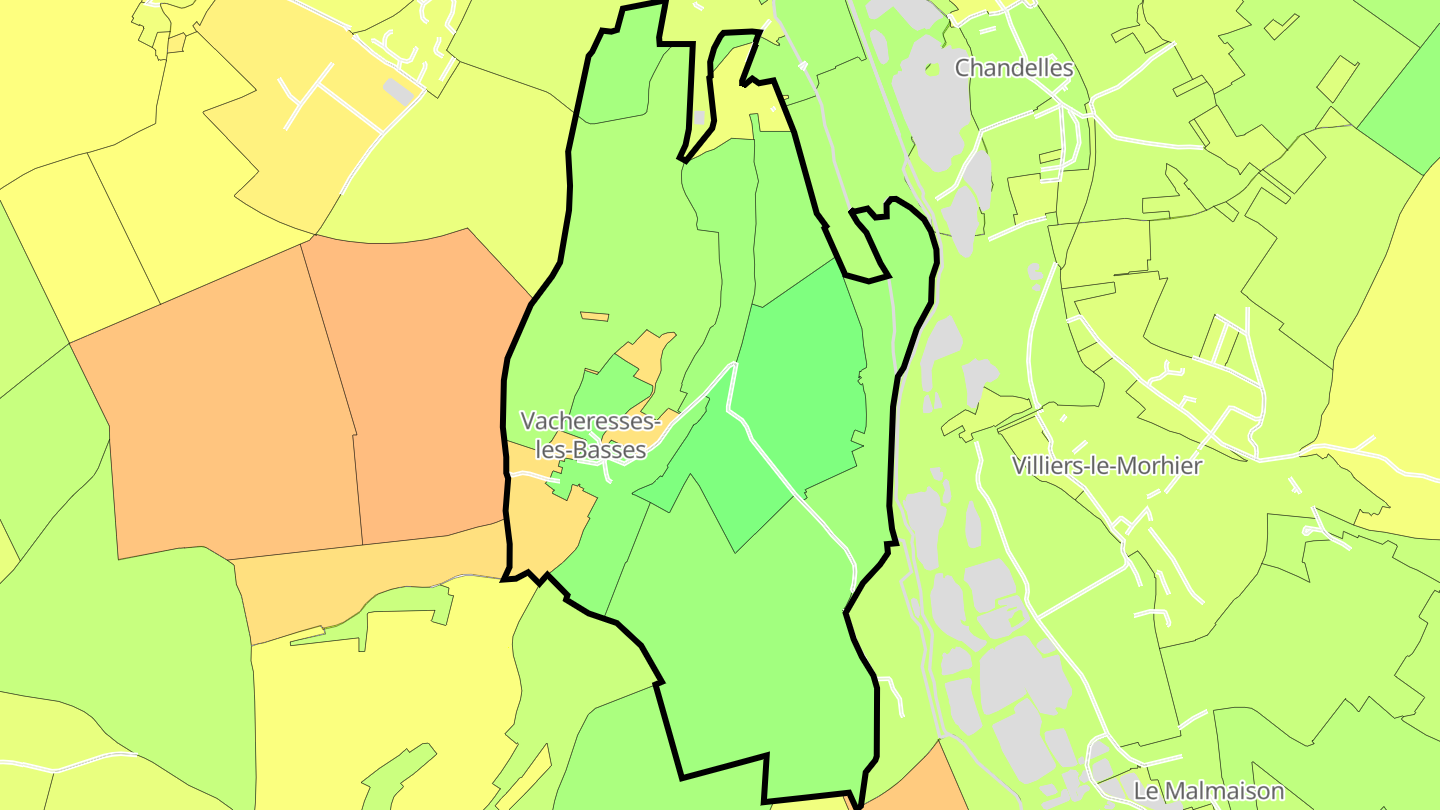 Carte des prix de l'immobilier Vacheresses-les-Basses