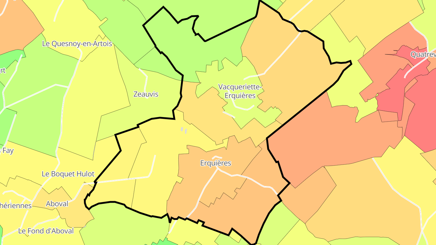 Carte des prix de l'immobilier Vacqueriette-Erquières