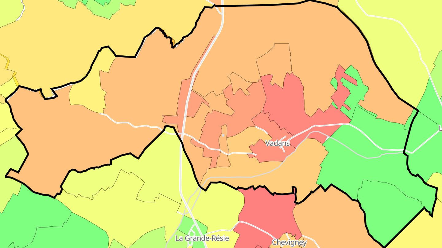 Carte des prix de l'immobilier Vadans