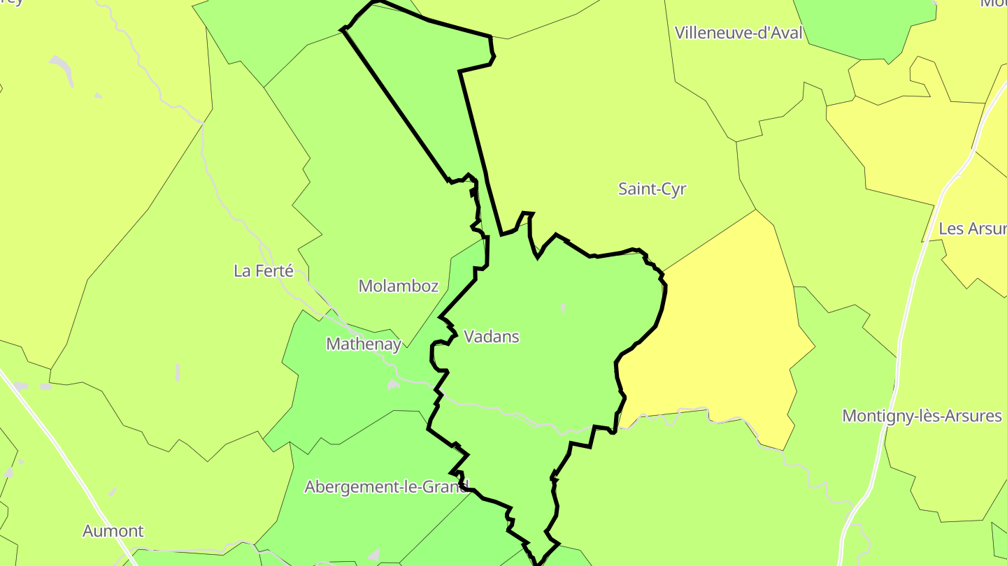 Carte des prix de l'immobilier Vadans