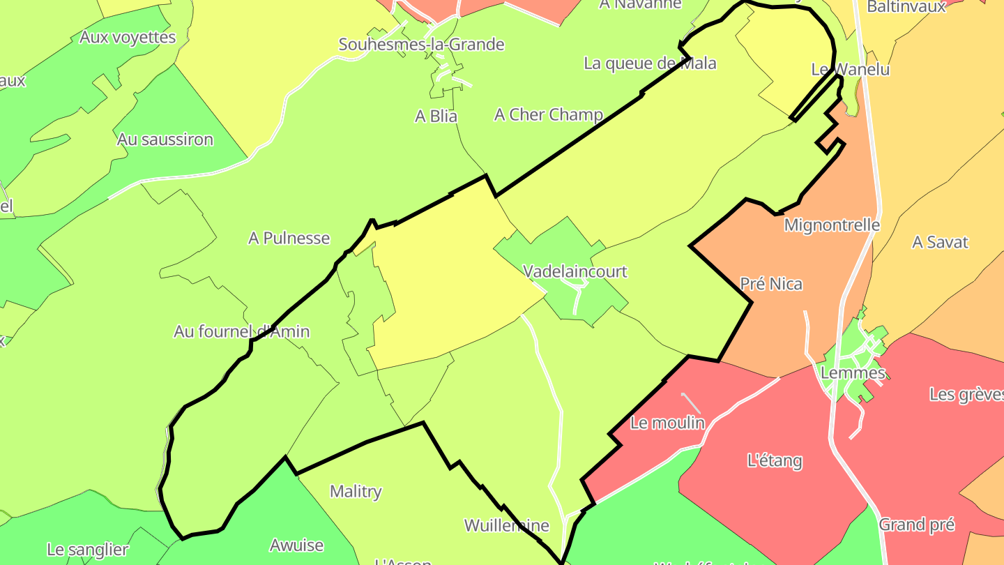 Carte des prix de l'immobilier Vadelaincourt