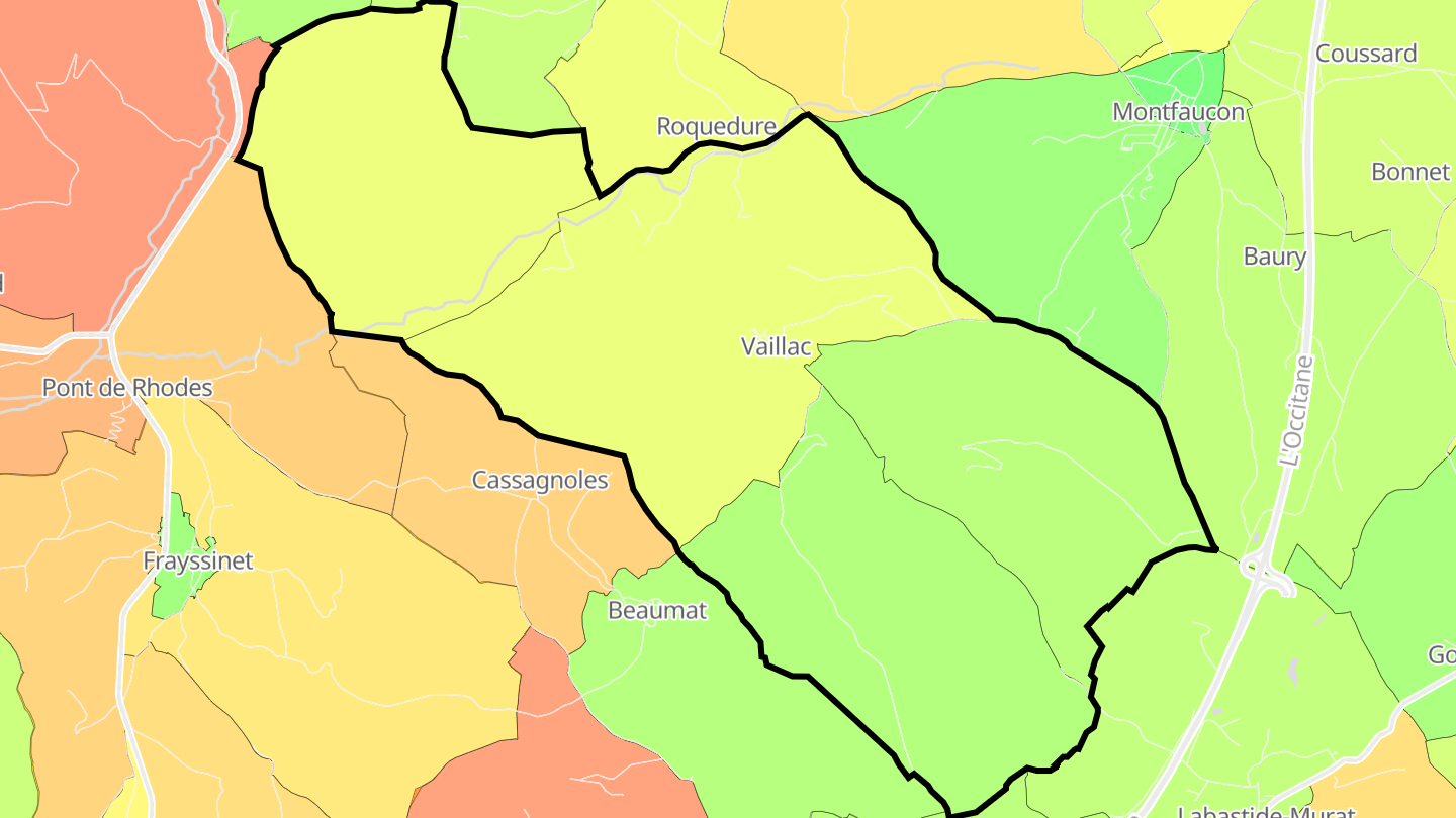 Carte des prix de l'immobilier Vaillac