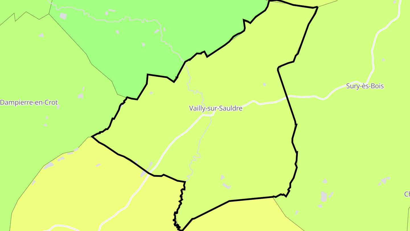 Carte des prix de l'immobilier Vailly-sur-Sauldre