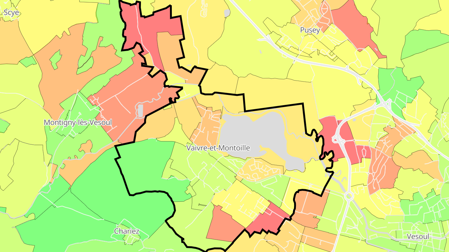 Carte des prix de l'immobilier Vaivre-et-Montoille
