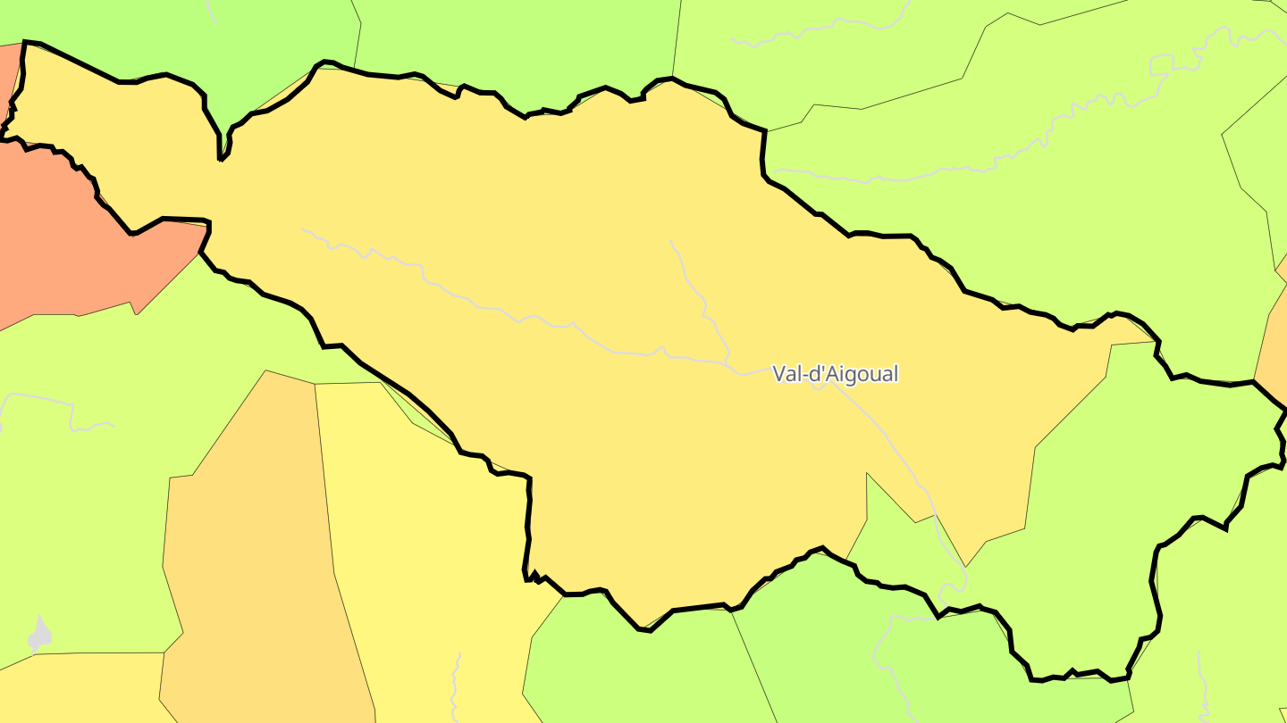 Carte des prix de l'immobilier Val-d'Aigoual