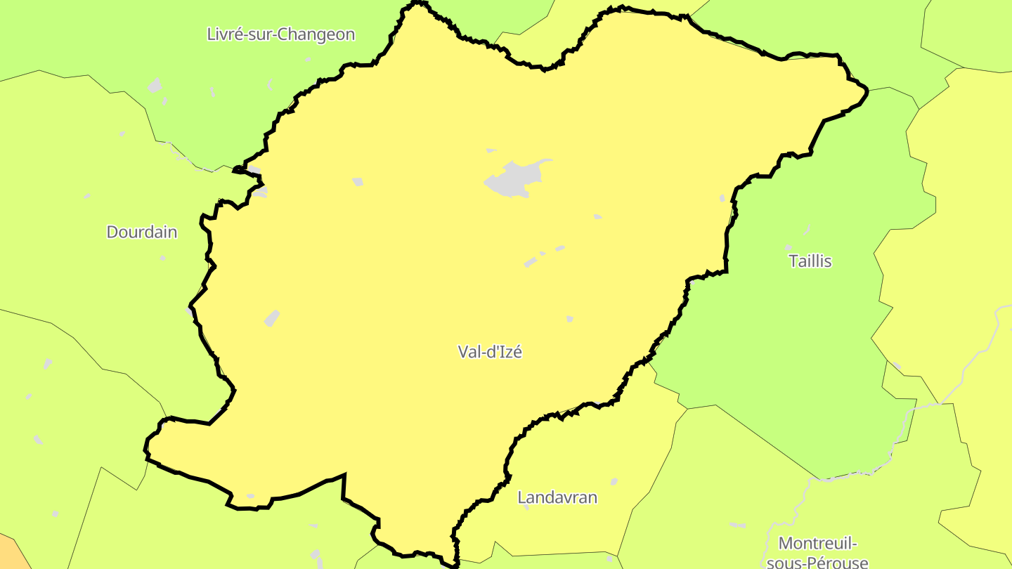 Carte des prix de l'immobilier Val-d'Izé