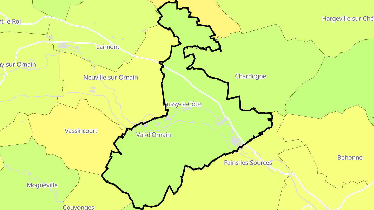 Carte des prix de l'immobilier Val-d'Ornain