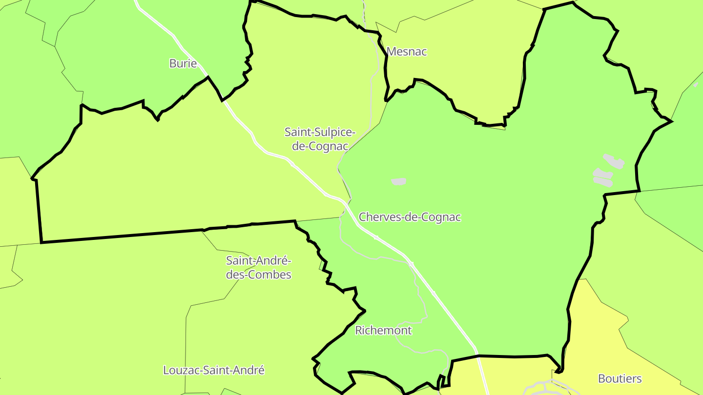 Carte des prix de l'immobilier Val-de-Cognac