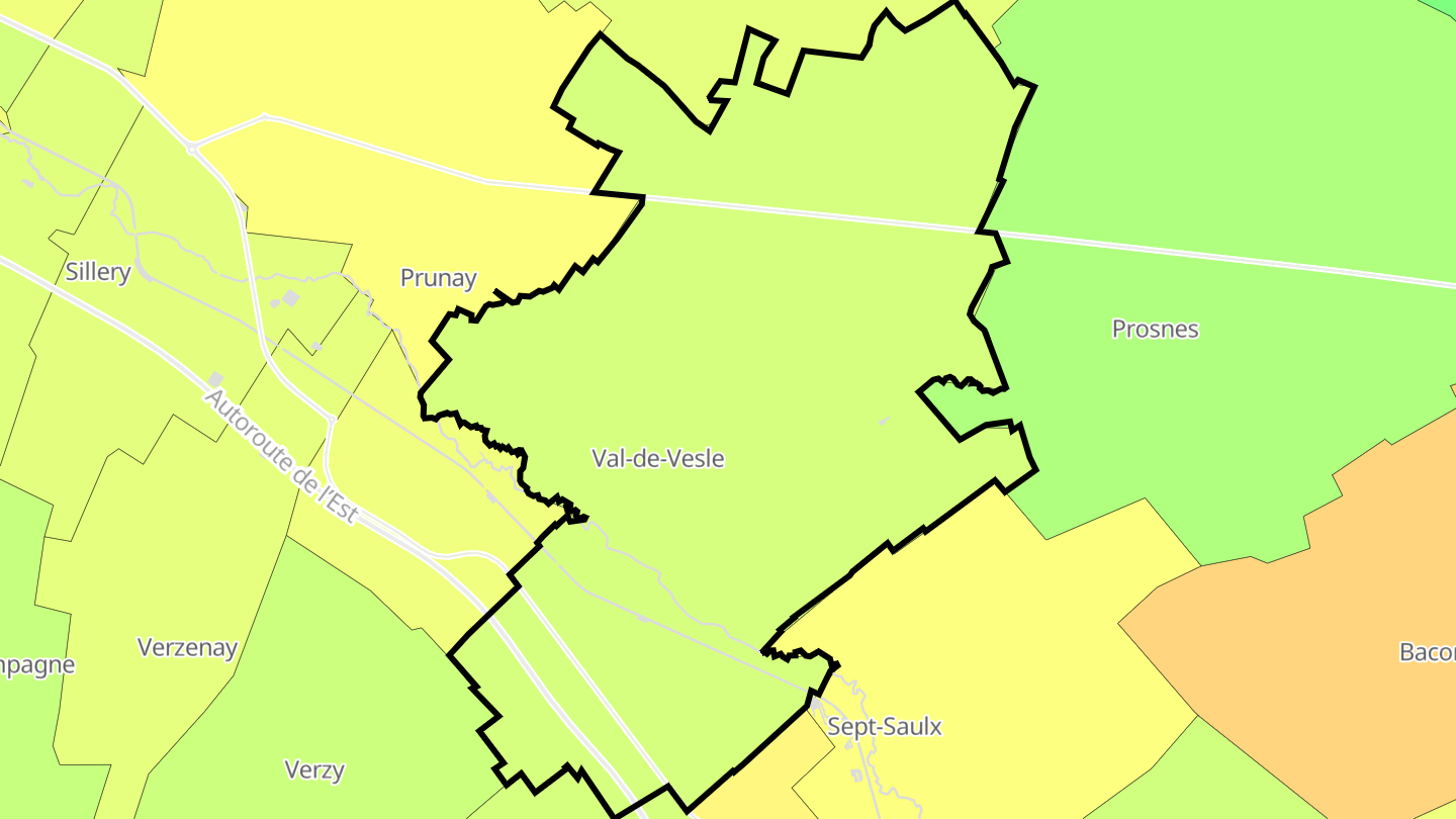 Carte des prix de l'immobilier Val-de-Vesle