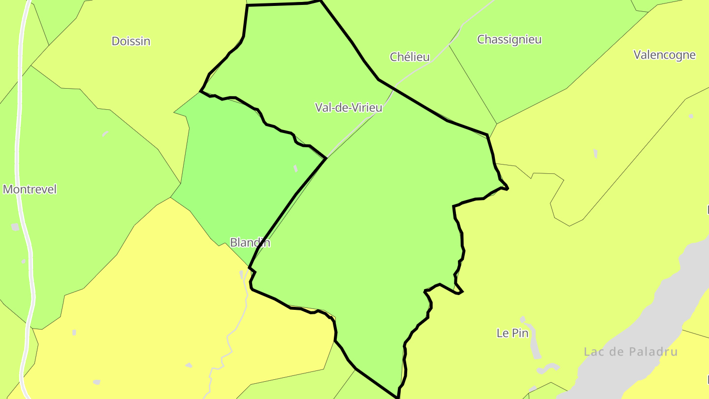 Carte des prix de l'immobilier Val-de-Virieu