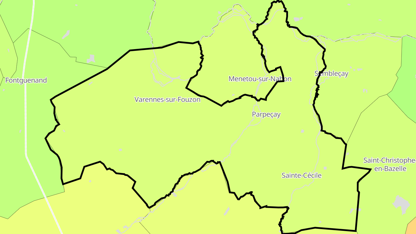 Carte des prix de l'immobilier Val-Fouzon