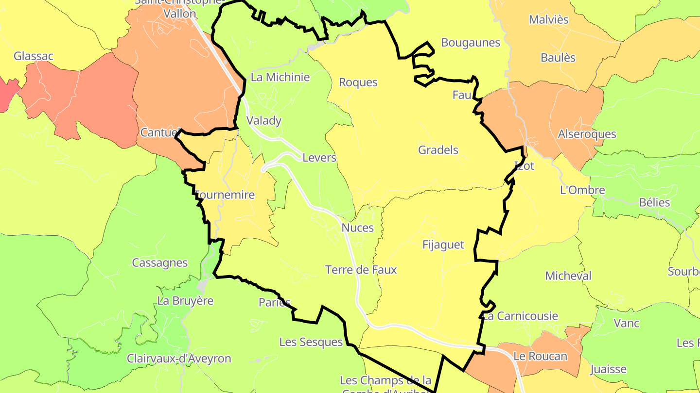Carte des prix de l'immobilier Valady