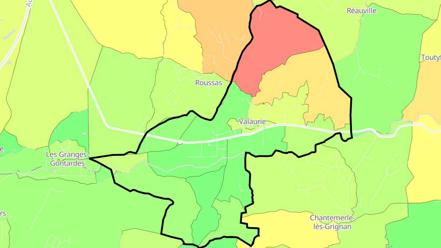 Carte des prix de l'immobilier Valaurie