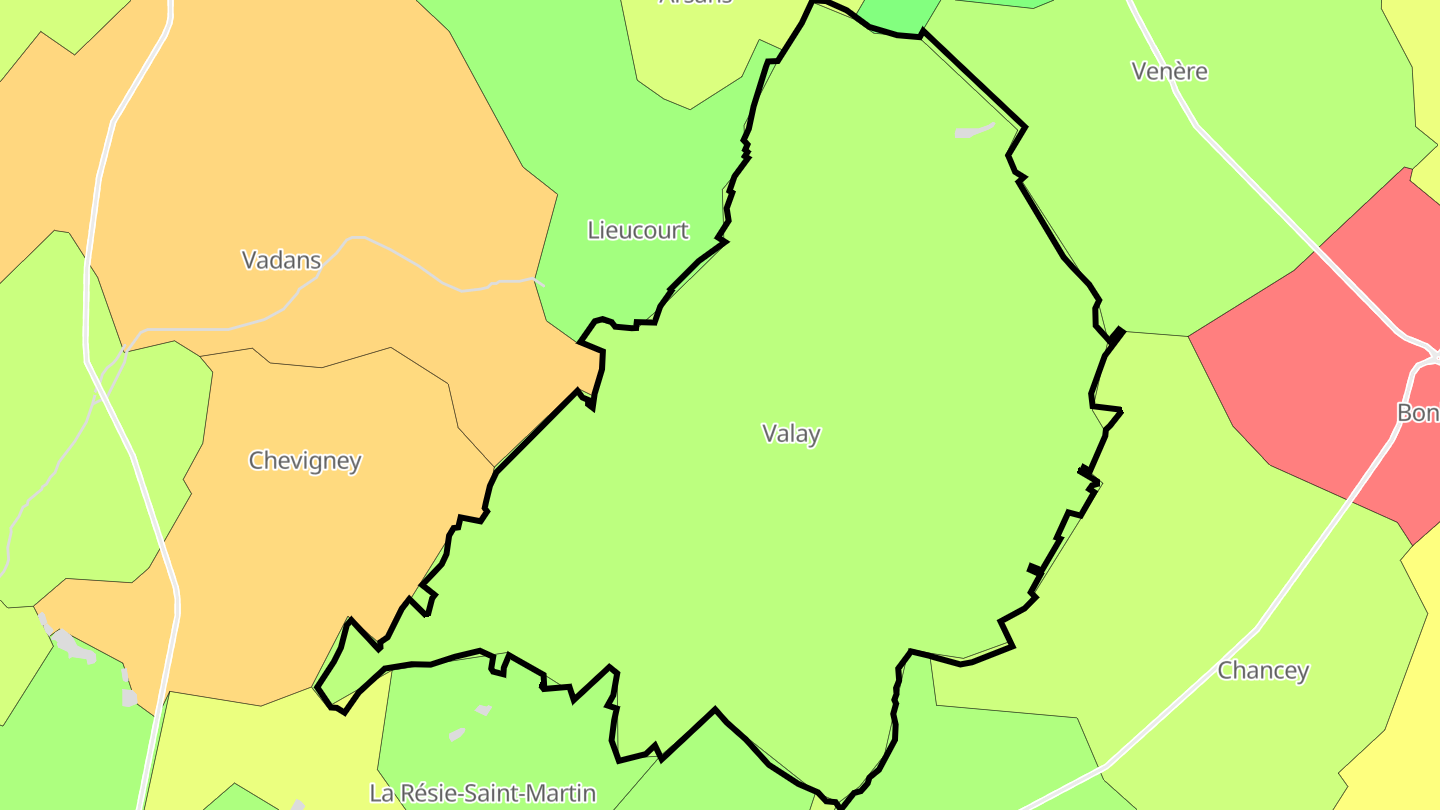 Carte des prix de l'immobilier Valay