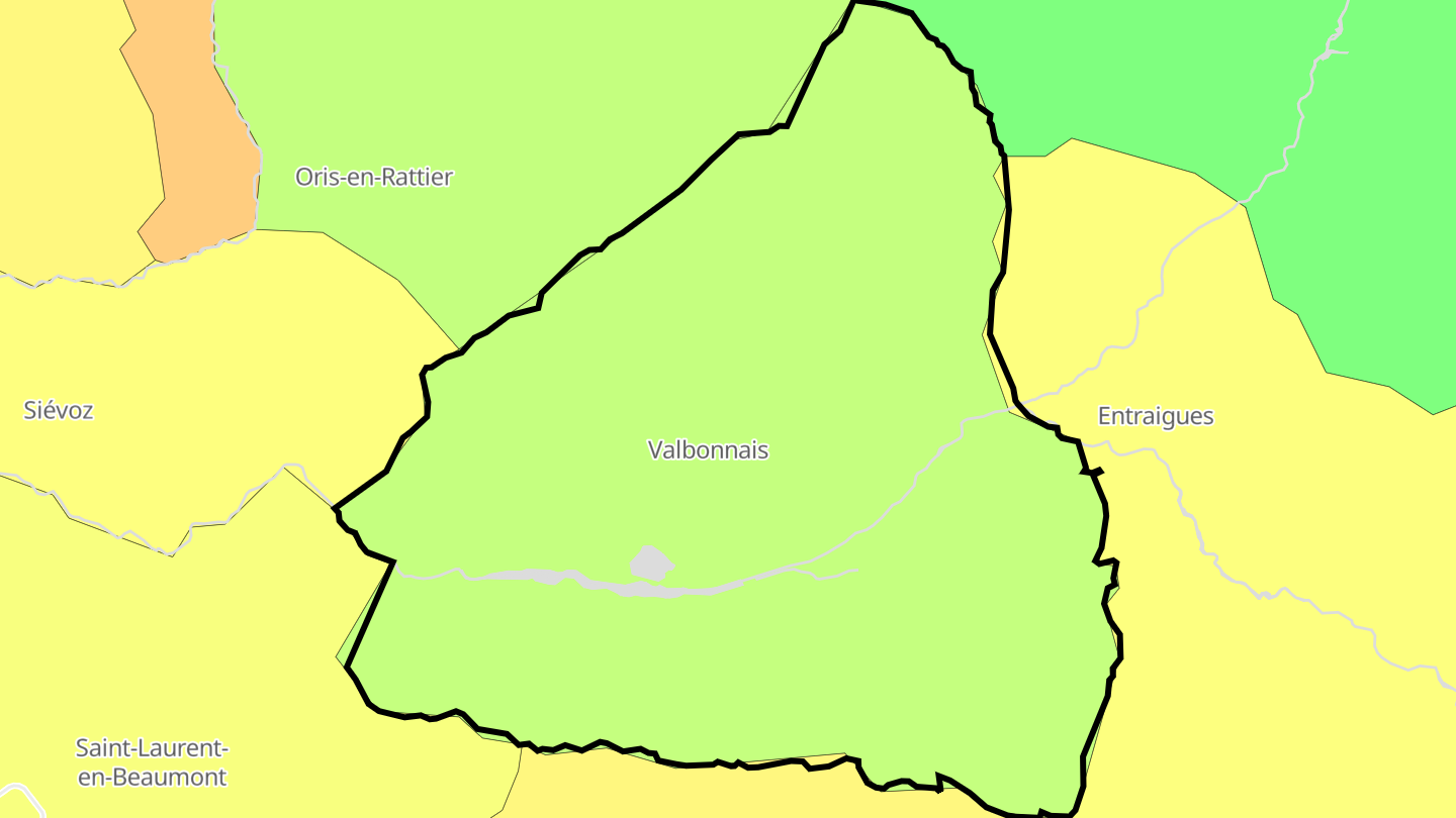 Carte des prix de l'immobilier Valbonnais