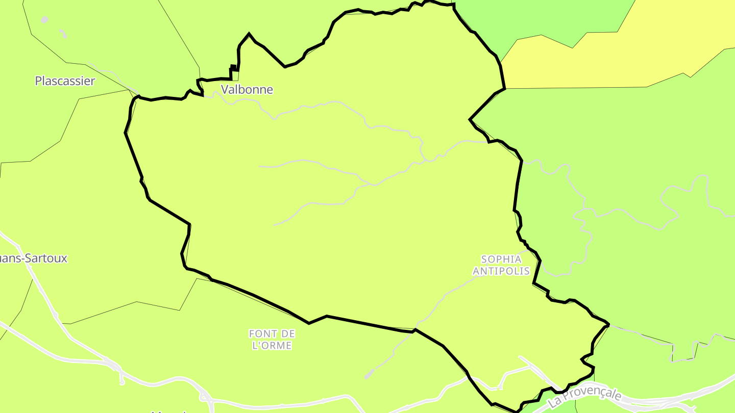 Carte des prix de l'immobilier Valbonne