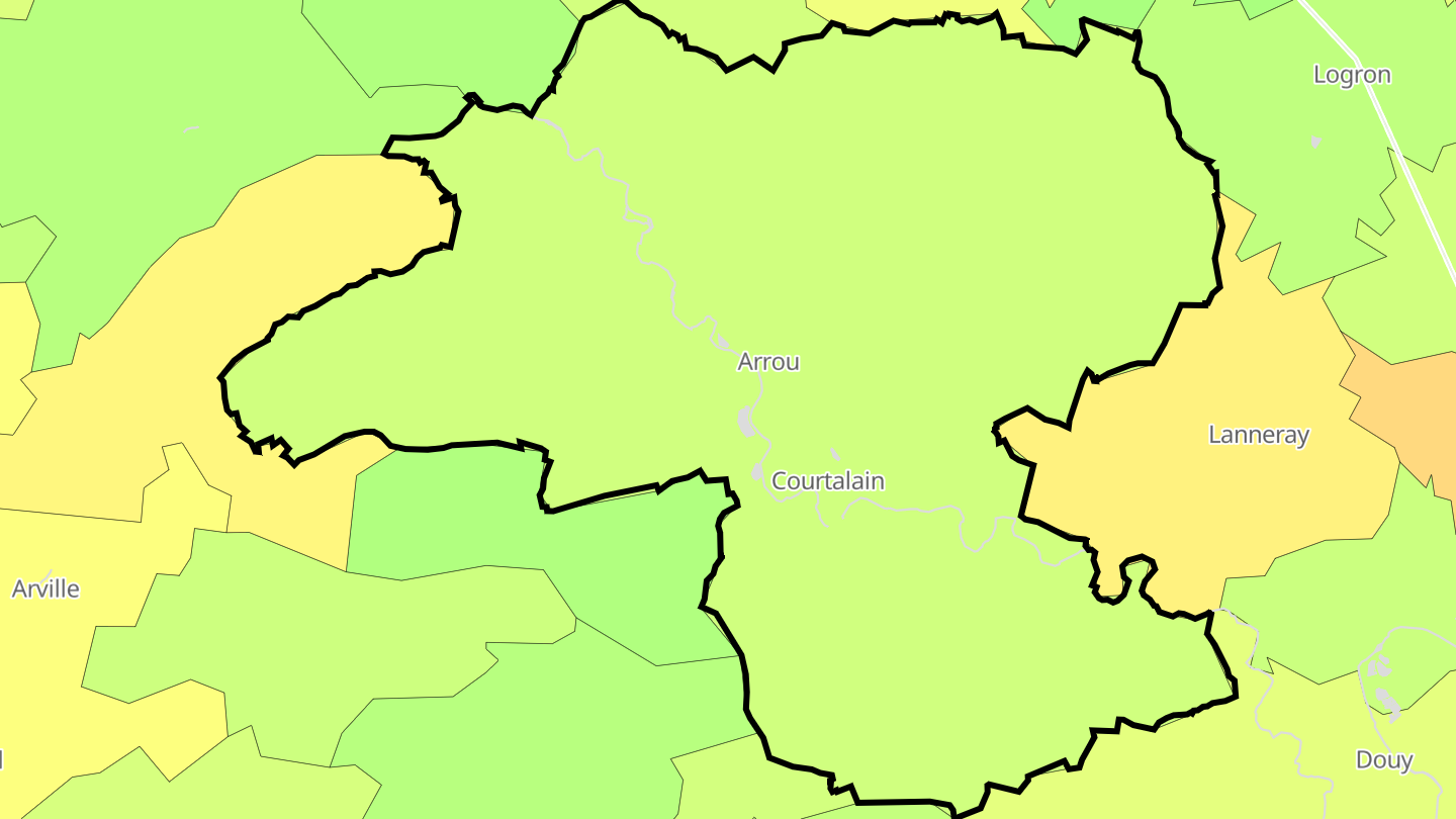 Carte des prix de l'immobilier Vald'Yerre